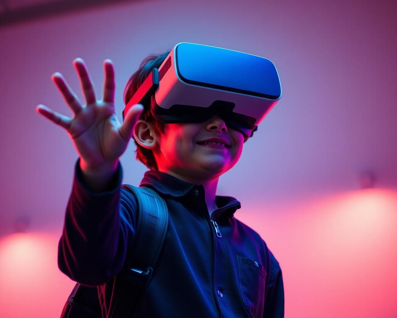 Kid using VR headset